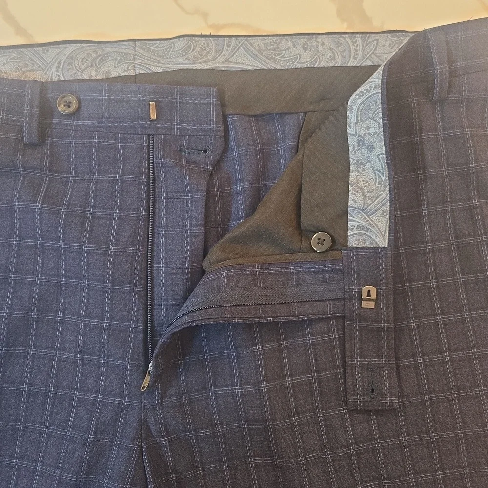 Lauren Ralph Lauren Mens Plaid Preppy Heritage Blue Trouser Pants Size 42